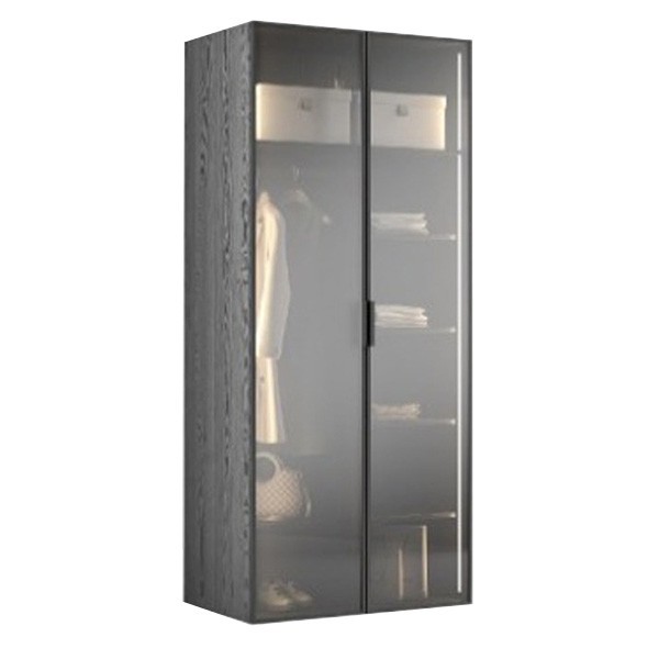 Шкаф двухдверный с полками цвет черный, дверцы стеклянные (TT-00010417)
