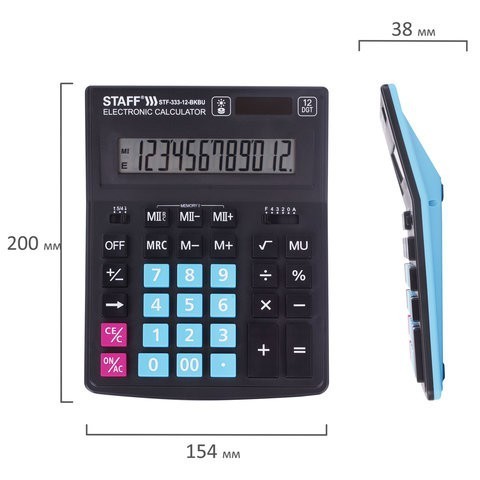 Калькулятор настольный Staff Plus STF-333-BKBU 12 разрядов 250461 (1) (86053)