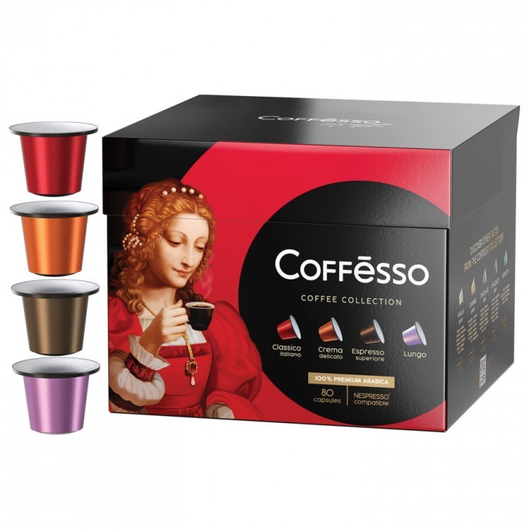 Кофе в капсулах 80 порций Ассорти 4 вкусов для Nespresso COFFESSO 101740 622391 (1) (96113)