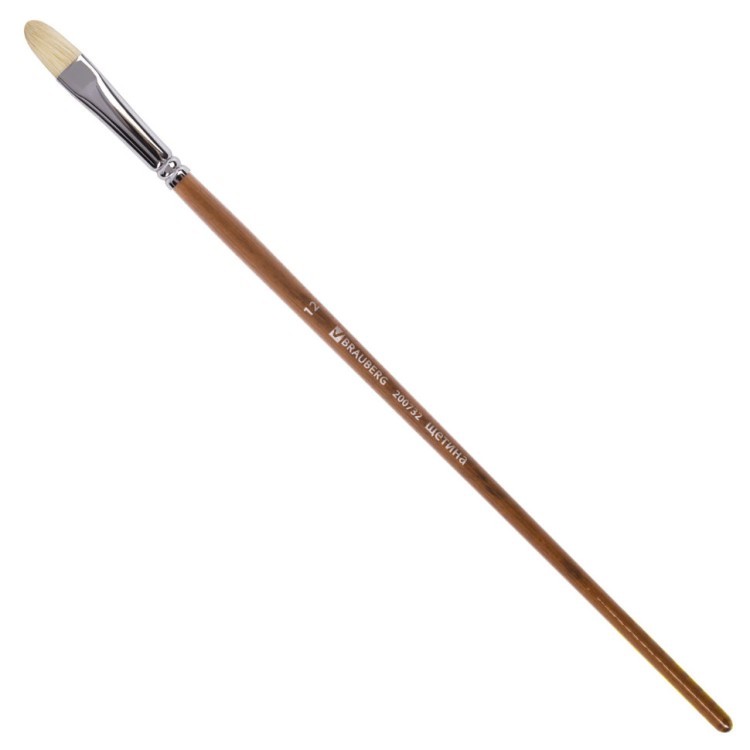 Кисть художественная щетина овальная № 12 длинная ручка 200732 (5) (69435)