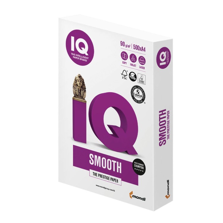 Бумага для цветной печати IQ Smooth А4, 90 г/м2, 500 листов (65360)