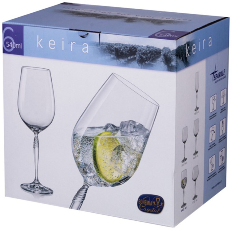 Набор бокалов для вина "keira" 540 мл. высота=25 см. из 6 шт Bohemia Crystal (674-626)