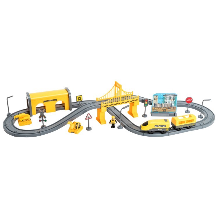 Железная дорога для детей "Строительная площадка, 66 предметов", на батарейках (G201-006)