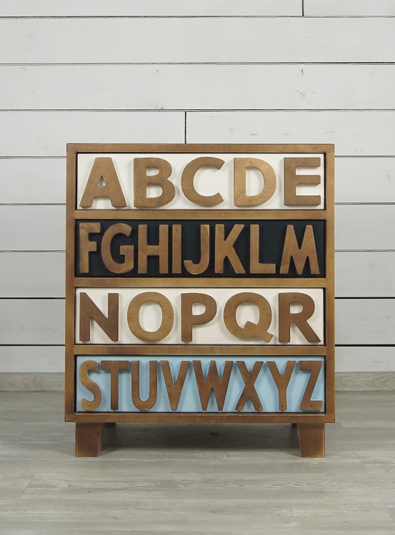 Маленький комод Alphabeto Birch (4 ящика) арт RE-032ETG/4 RE-032ETG/4-ET