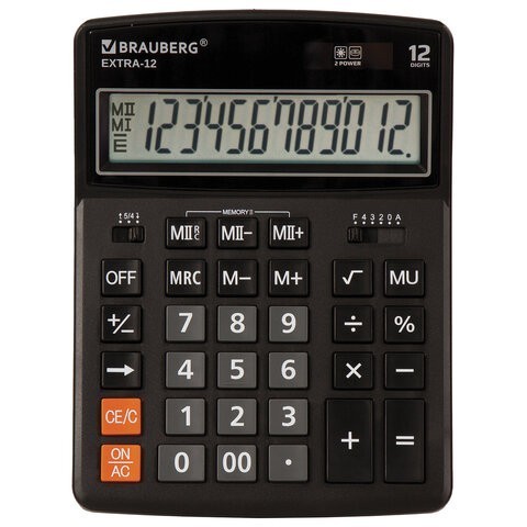 Калькулятор настольный Brauberg Extra-12-BK 12 разрядов 250481 (1) (86033)