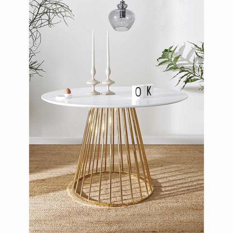 Стол обеденный tyra, D110 см, белый/золотой (75790)