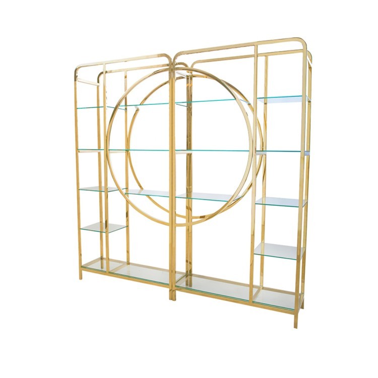 Стеллаж Z0152-31#, стекло, нержавеющая сталь, gold, ROOMERS FURNITURE Стеллаж Z0152-31#, стекло, нержавеющая сталь, gold, ROOMERS FURNITURE