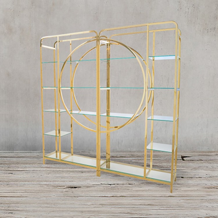 Стеллаж Z0152-31#, стекло, нержавеющая сталь, gold, ROOMERS FURNITURE Стеллаж Z0152-31#, стекло, нержавеющая сталь, gold, ROOMERS FURNITURE