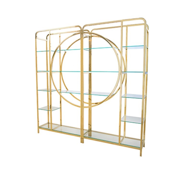 Стеллаж Z0152-31#, стекло, нержавеющая сталь, gold, ROOMERS FURNITURE Стеллаж Z0152-31#, стекло, нержавеющая сталь, gold, ROOMERS FURNITURE