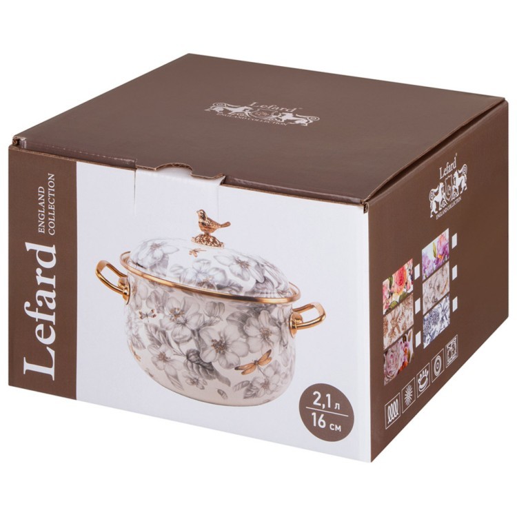 Кастрюля эмалированная lefard с крышкой, серия royal garden 2,1л, диа.16см подходит для индукцион.пл Lefard (950-717)