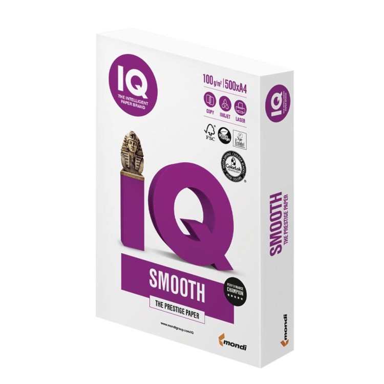 Бумага для цветной печати IQ Smooth А4, 100 г/м2, 500 листов (65361)