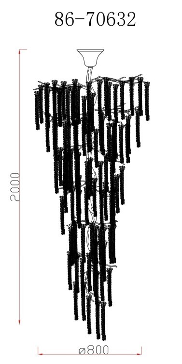 Люстра каскадная d.80*h200 см, металл цвет золото (TT-00012856)