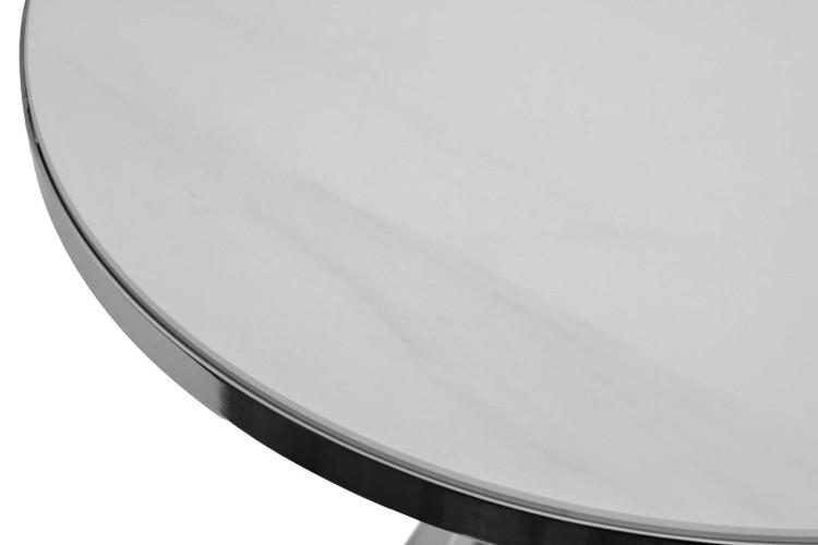 Стол журнальный с мраморной столешницей d50*62см, цвет опоры серебро (TT-00008805)