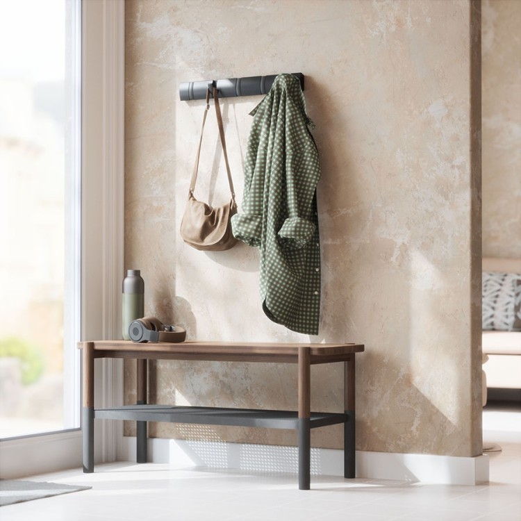 Вешалка настенная flip, 50,8 см, 5 крючков, черная (80140)