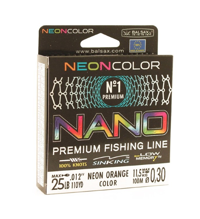 Леска Balsax Nano Neon Orange Box 100м 0,3 (11,5кг) (58576)