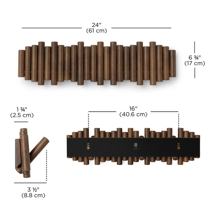 Вешалка настенная picket, 8 крючков, состаренный грецкий орех (79960)