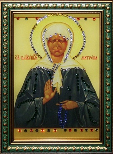 Икона Матрона Московская малая с кристаллами Swarovski (1442)