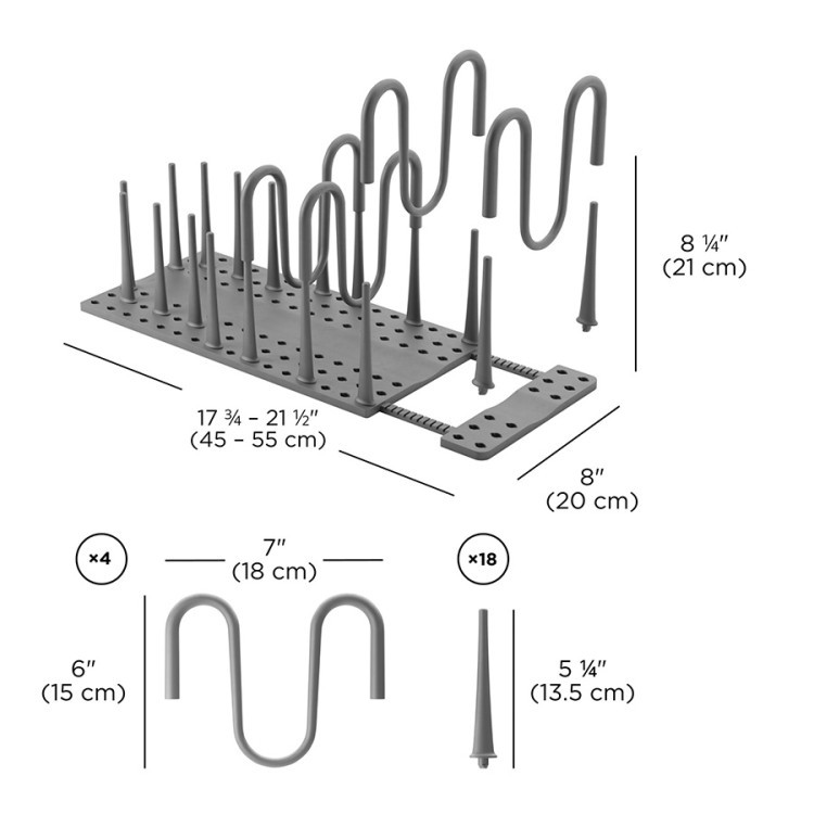 Органайзер для посуды и столовых приборов peggy, 20х55 см, серый (80143)