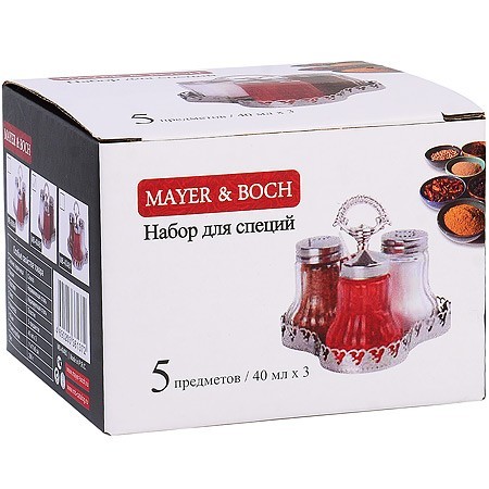 Набор для специй на подставке 5 пр стекло/нерж Mayer&Boch (40480) Набор для специй на подставке 5 пр стекло/нерж Mayer&Boch (40480)
