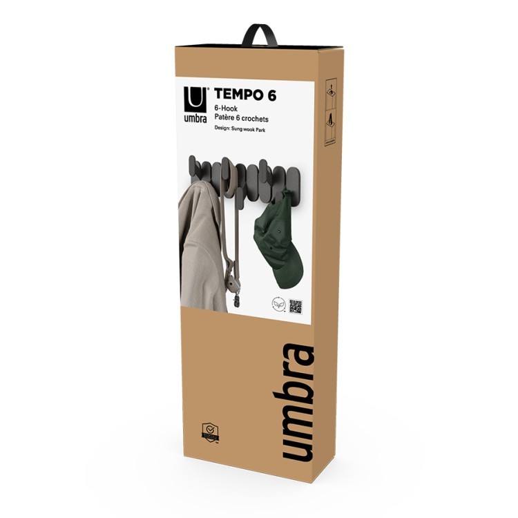 Вешалка настенная tempo, 6 крючков, черная (79961)