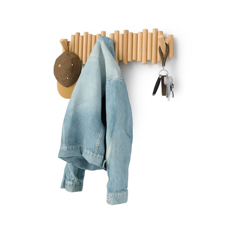 Вешалка настенная picket, 61 см, 8 крючков, натуральное дерево (80141)