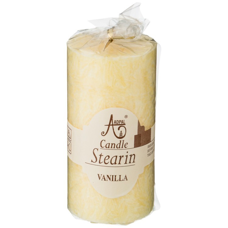 Свеча ароматическая стеариновая столбик высокий vanilla диаметр 6 см высота 12 см Adpal (348-784)