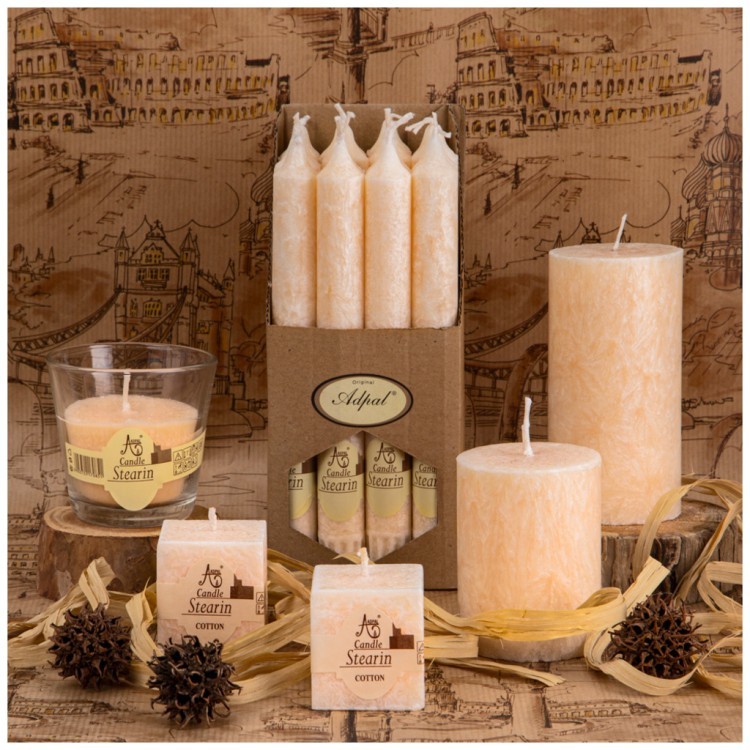 Свеча ароматическая стеариновая столбик высокий vanilla диаметр 6 см высота 12 см Adpal (348-784)