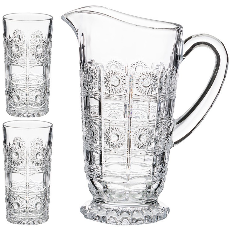 Набор для воды/сока "muza crystal" 3пр.: кувшин + 2 стакана 1400/400 мл Lefard (195-190)