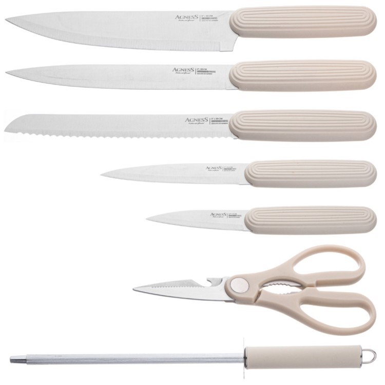Набор ножей agness с ножницами и мусатом на пластиковой подставке, 8 предметов Agness (911-740)