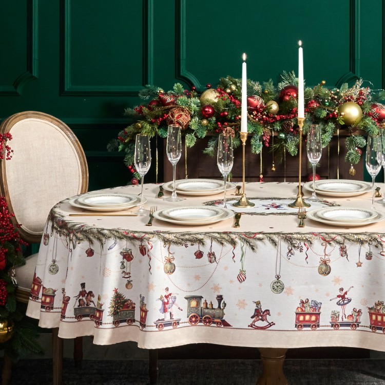 Скатерть  140х300 cm овальная, "щелкунчик" цвет: бежевый, tm lefard, полиэстер 100% Lefard (986-002-29)