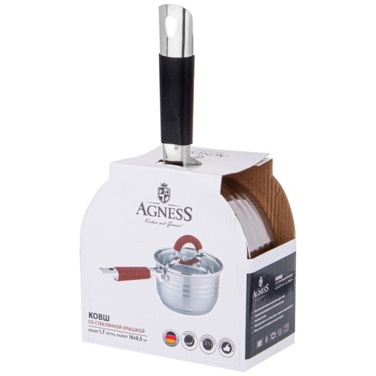 Ковш agness со стекл.крышкой серия classic 1,7 л. 16*9,5 см Agness (937-415) Ковш agness со стекл.крышкой серия classic 1,7 л. 16*9,5 см Agness (937-415)