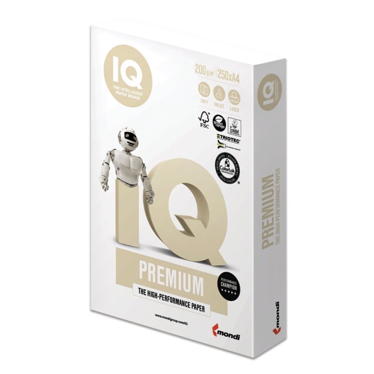 Бумага для цветной печати IQ Premium А4, 200 г/м2, 250 листов (65365)