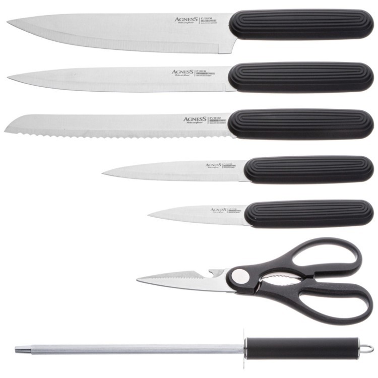 Набор ножей agness с ножницами и мусатом на пластиковой подставке, 8 предметов Agness (911-741)