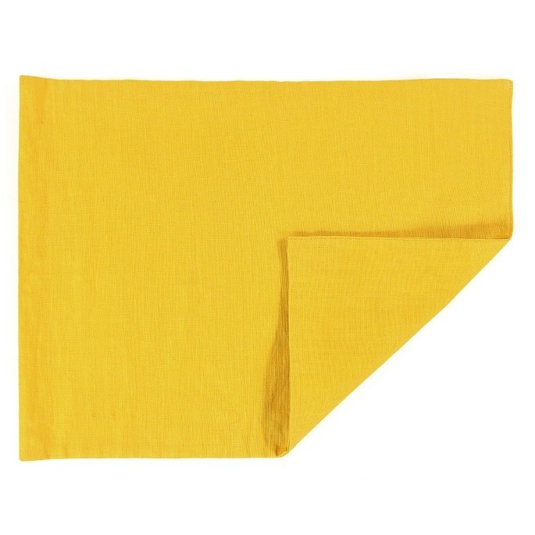 Салфетка под приборы из умягченного льна с декоративной обработкой горчичный essential, 35х45 см (63127)