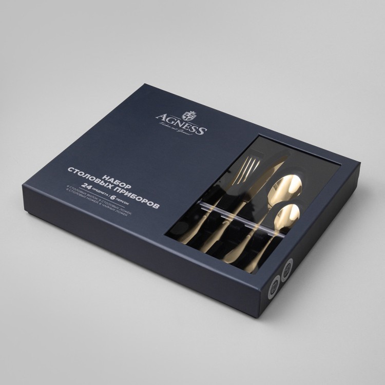 Набор столовых приборов senso agness 24 пр., сталь 18/10, пвд покрытие, цвет: шампань Agness (1000-030)