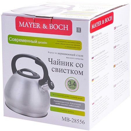 Чайник 3,4л нерж/сталь со свистком Mayer&Boch (28556)