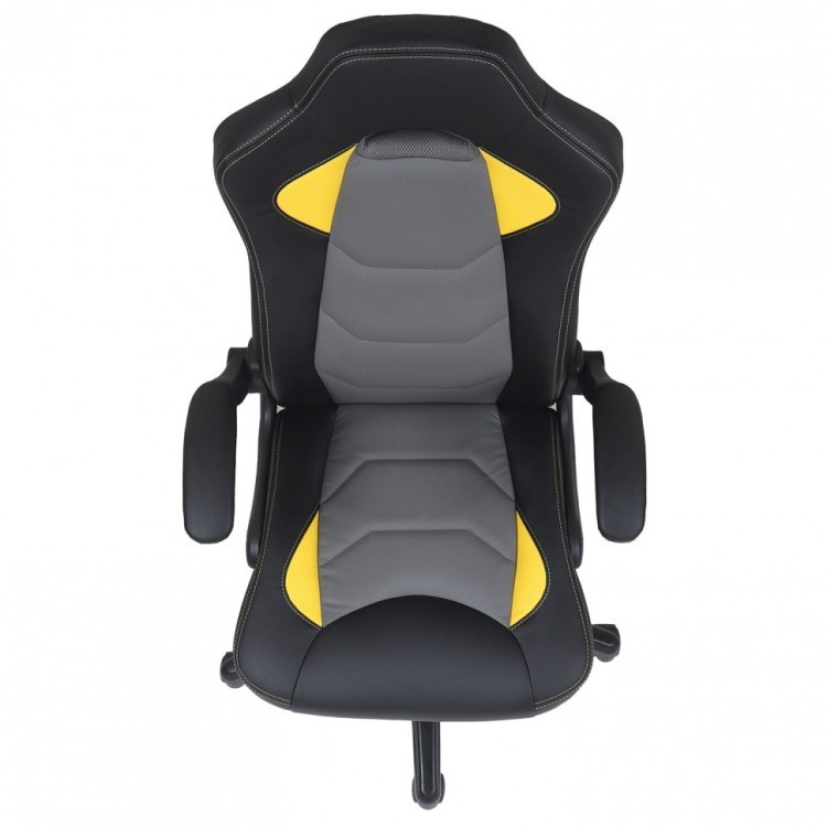 Кресло компьютерное Brabix Skill GM-005 откидные подлокотники экокожа черное/желтое 532494 (1) (91481)