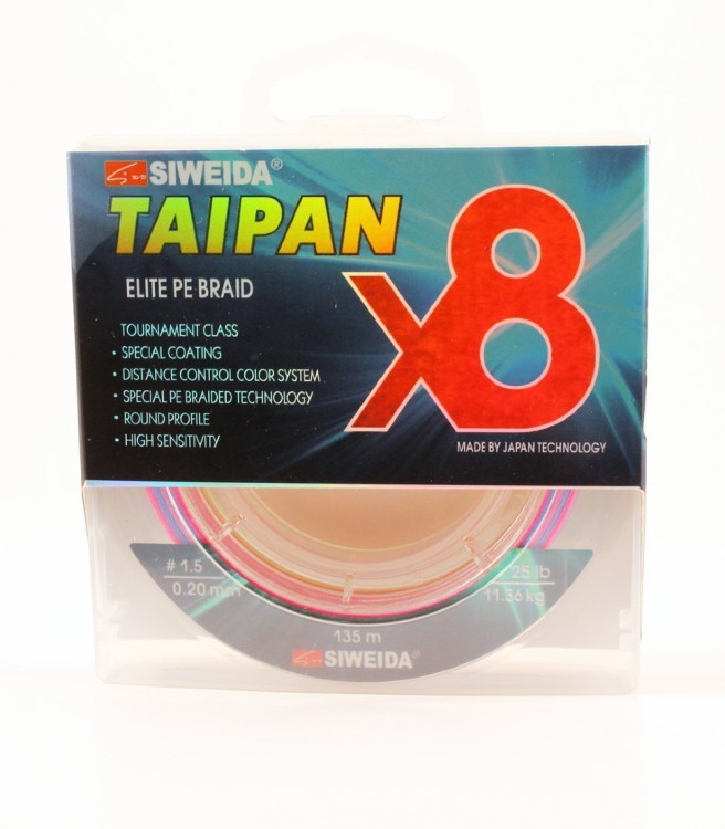 Леска плетеная Siweida Taipan Elite PE Braid X8 135м 0,20мм (11,36кг) мультиколор (62298)