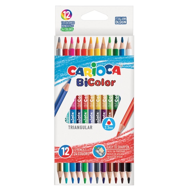 Карандаши цветные трехгранные Carioca BiСolor 24 цвета 12 шт 42991/181703 (3) (66508)
