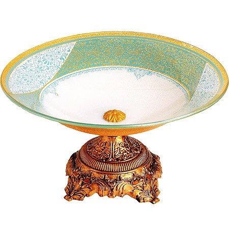 Фруктовница, 30 см, стекло голубая (484-1)