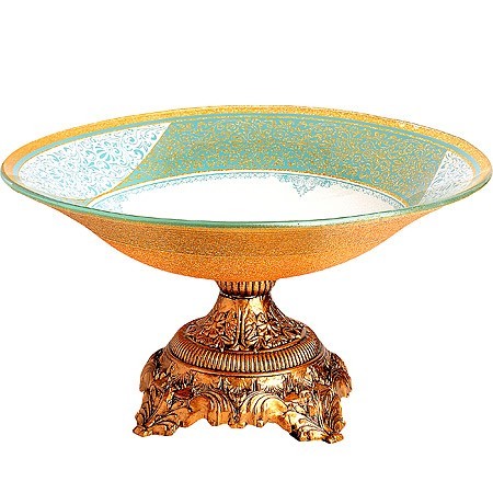 Фруктовница, 30 см, стекло голубая (484-1)