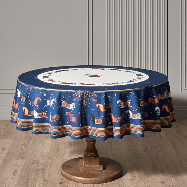 Скатерть круглая  "passage" ,d220см, 100% хлопок,твил c пропиткой, синий с белым Lefard (850-765-26)
