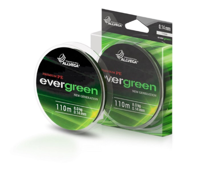 Леска плетеная Allvega Evergreen 110м 0,14мм (8,0кг) темно-зеленая (59027)