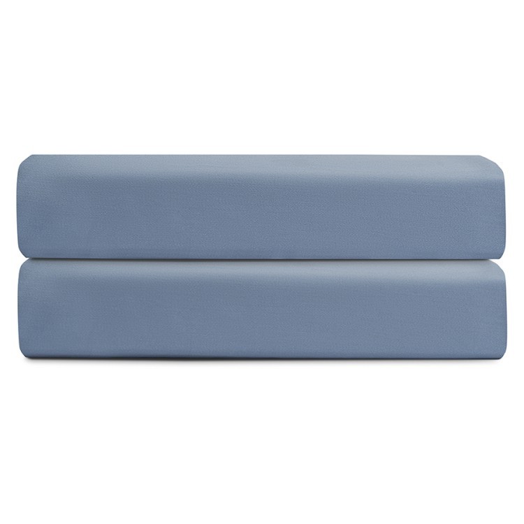 Простыня на резинке из сатина джинсово-синего цвета с брашинг-эффектом из коллекции essential, 160х200х30 см (76102)