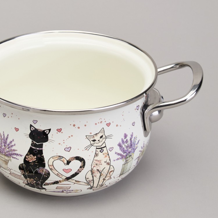 Кастрюля agness эмалированная со стеклянной крышкой серия "lavander cats", 1,5 л диа. 16см Agness (943-075) Кастрюля agness эмалированная со стеклянной крышкой серия "lavander cats", 1,5 л диа. 16см Agness (943-075)