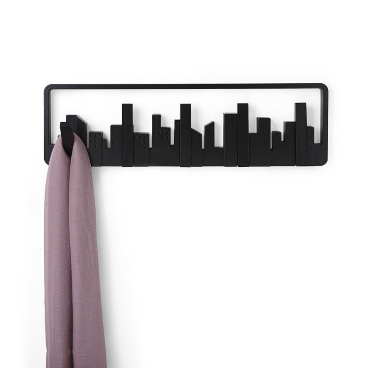 Вешалка настенная skyline, 50 см, черная, 5 крючков (39626)