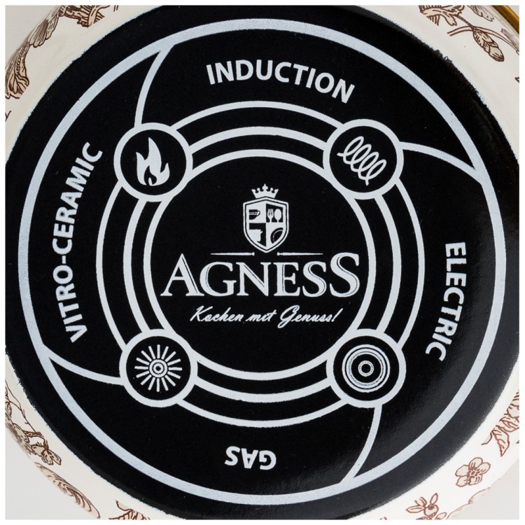 Ковш agness эмалированный, серия royal garden 14см / 0,9л d=14 см  длина=31см подходит для индукцион Agness (950-080)