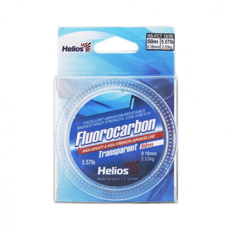 Леска флюорокарбон Helios Fluorocarbon 0,18мм 50м Transparent HS-FCT 18/50 (75759)