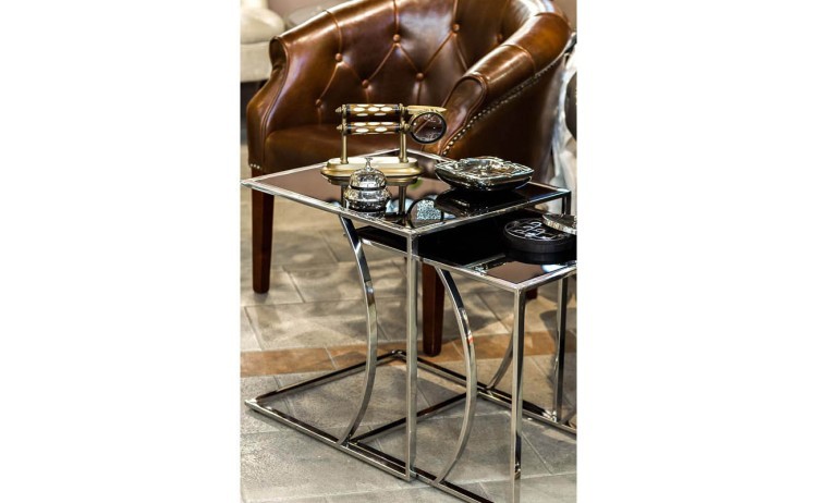 Стол журнальный 45*40*44 черный/серебро (00002966)
