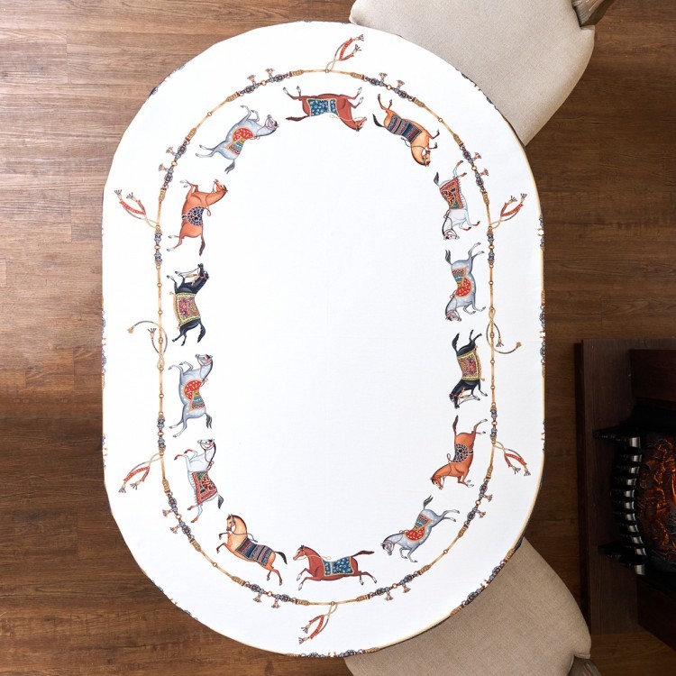 Скатерть овальная "passage"140х180см ,белый, 100% хлопок,твил, пропитка Lefard (850-759-4)